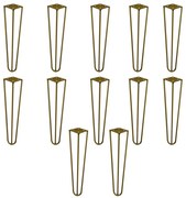 Kit 12 Pés de Metal 30 CM Hairpin Legs Mesa de Canto Rack e Puffs Dourado G41