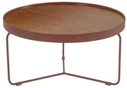 Mesa Centro Kevin Couro Caramelo Base Aco Corten 77 cm - 60027 Sun House