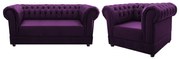 Kit Poltrona e Namoradeira Chesterfield Ana Suede Roxo - ADJ Decor