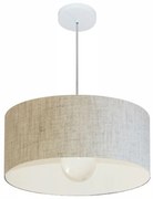 Lustre Pendente Cilíndrico 4052 Cúpula em Tecido 50x21cm Rustico Bege - Bivolt