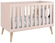 Berço Mini Cama Noah com Pés Retrô Natural - Rosa