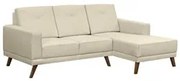 Sofá Living 3 Lugares com Chaise Esquerdo Pés Retrô Capricho Suede Mar