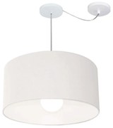 Lustre Pendente Cilíndrico Com Desvio Md-4232 Cúpula em Tecido 55x25cm Branco - Bivolt