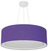 Lustre Pendente Cilíndrico Duplo Md-4126 Cúpula em Tecido 80x30cm Roxo - Bivolt