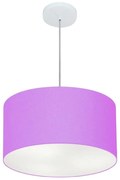 Lustre Pendente Cilíndrico Md-4099 Cúpula em Tecido 40x25cm Lilás - Bivolt