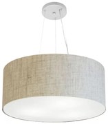 Lustre Pendente Cilíndrico Md-4047 Cúpula em Tecido 50x21cm Rustico Bege - Bivolt