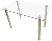 Mesa Jantar Oliveira Retangular Vidro Temperado Branco Pés Aço Inox 160 cm - 42977 Sun House