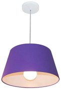 Lustre Pendente Cone Md-4039 Cúpula em Tecido 21/40x30cm Roxo - Bivolt