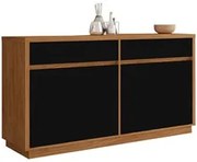 Balcão Aparador Buffet 4 Portas 2 Gavetas 100% MDF Anne N02 Ypê/Preto
