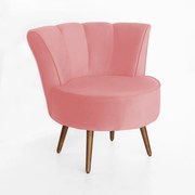 Poltrona Pérola Decorativa Pés Palito Veludo Rose