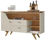 Buffet Aparador Sala de Estar Jantar 136cm Laisa B02 Off White/Natural