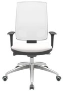 Cadeira Office Brizza Tela Branca Assento Vinil Branco Autocompensador Base Aluminio 120cm - 63792 Sun House