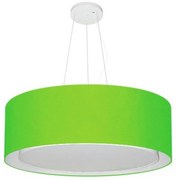 Lustre Pendente Cilíndrico Duplo Md-4126 Cúpula em Tecido 80x30cm Verde Limão - Bivolt