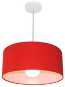 Lustre Pendente Cilíndrico 4052 Cúpula em Tecido 50x21cm Vermelho - Bivolt