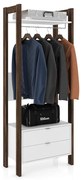 Armário Alto Closet para Escritório Home Office AZ1011 MDP Branco/Nogal G69 - Gran Belo