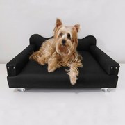 Cama Sofá Pet Meg Para Cães E Gatos Elegante e confortável Courino Preto