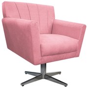 Poltrona Laura Base Giratória de Metal Suede Rosa Bebê - ADJ Decor