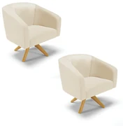 Poltrona Decorativa Giratória MA30 Kit 2 Stella Sintético D03 - D'Rossi - Bege