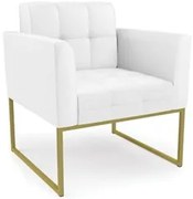 Poltrona Decorativa Base Industrial Dourado Ana Sintético Branco - Ibi