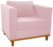 Poltrona Decorativa Europa Suede Rosa Bebê ADJ Decor