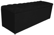 Calçadeira Estofada Liverpool 140 cm Casal Corano Preto - ADJ Decor