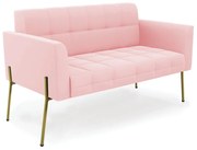 Sofá Namoradeira 2 Lugares Pé de Ferro Dourado Elisa Suede Rosa Bebê D03 - D'Rossi