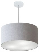 Lustre Pendente Cilíndrico Md-4243 Cúpula em Tecido 45x25cm Rustico Cinza - Bivolt