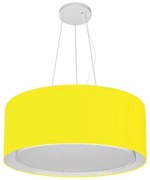 Lustre Pendente Cilíndrico Duplo Md-4124 Cúpula em Tecido 50x25cm Amarelo - Bivolt