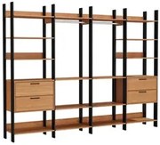 Guarda Roupa Closet Industrial 289cm 4 Gavetas 100% MDF TW406 Freijó/P