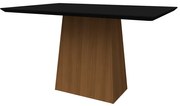 Mesa de Jantar Retangular Tampo com Vidro Bella 120 cm Preto Base Imbuia - D'Rossi