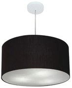 Lustre Pendente Cilíndrico Md-4213 Cúpula em Tecido 50x30cm Preto - Bivolt