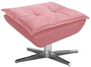 Puff Decorativo Sala de Estar Base Giratória Cromada Opla Suede Rose -