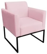 Poltrona Decorativa Base Industrial Preto Maressa S19 Suede Rosa Bebê