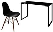 Mesa Escrivaninha Fit 120cm Preto e Cadeira Charles FT1 Preta - Mpozen