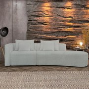 Sofá Curvo Decorativo Kimiko 307Cm 3 Lugares Sala de Estar com Chaise Bouclê Cinza G52 - Gran Belo