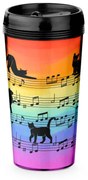 Copo Viagem 520ml Colorido Arco Iris Gato Musical