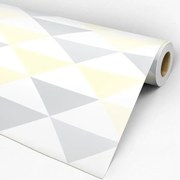 Papel de parede adesivo triângulo amarelo cinza e branco