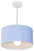 Lustre Pendente Cilíndrico Md-4146 Cúpula em Tecido 40x30cm Azul Bebê - Bivolt