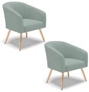 Poltrona Decorativa Pé Palito Natural Kit 2 Stella Cotelê Ext/Veludo D03 - D'Rossi - Menta