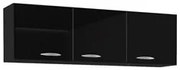 Armário Aéreo de Cozinha 120cm 3 Portas Classic Preto - Poquema