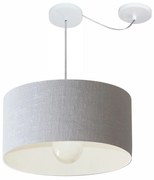 Lustre Pendente Cilíndrico Com Desvio Md-4230 Cúpula em Tecido 50x25cm Rustico Cinza - Bivolt