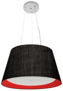 Lustre Pendente Cone Md-4119 Cúpula em Tecido 21/40x30cm Preto / Vermelho - Bivolt