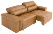 Sofá Retrátil e Reclinável 3 Lugares Maitê 226 cm Couro Camel G43 - Gran Belo