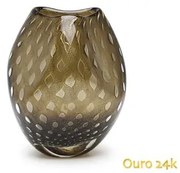 Vasinho Roca 3 Tela Fumê com Ouro Murano Cristais Cadoro