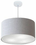 Lustre Pendente Cilíndrico Md-4080 Cúpula em Tecido 60x30cm Rustico Cinza - Bivolt