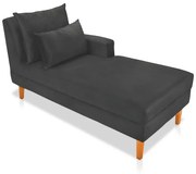 Divã Chaise Chloe 160 cm Veludo Pés Chanfrado Castanho - D'Rossi - Grafite