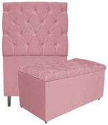 Kit Cabeceira e Calçadeira Liverpool 90 cm Solteiro Suede Rosa Bebê - ADJ Decor