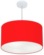 Lustre Pendente Cilíndrico Md-4101 Cúpula em Tecido 60x30cm Vermelho - Bivolt