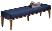 Recamier Decorativo 160cm Martínez Veludo Pés Madeira Azul/Mel G62 - Gran Belo