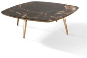 Mesa de Centro Lilou Quadrada Tampo com Vidro Marmorizado Base Aço Carbono Pintura Eletrostática Design Moderno